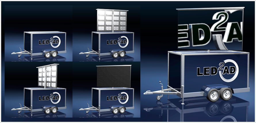 3D-Modell und Animation von mobilem LED-Display für Onlinepräsentation und Videoproduktion | Projekt WWW.LED2AD.DE