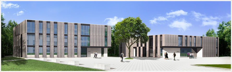 gerendertes 3D-Modell einer Architekturvisualisierung für Universität Triesdorf/ Projekt Vögele Architekten bda